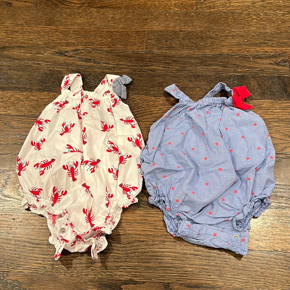 (2) 3-6 month Gap Bubble Rompers